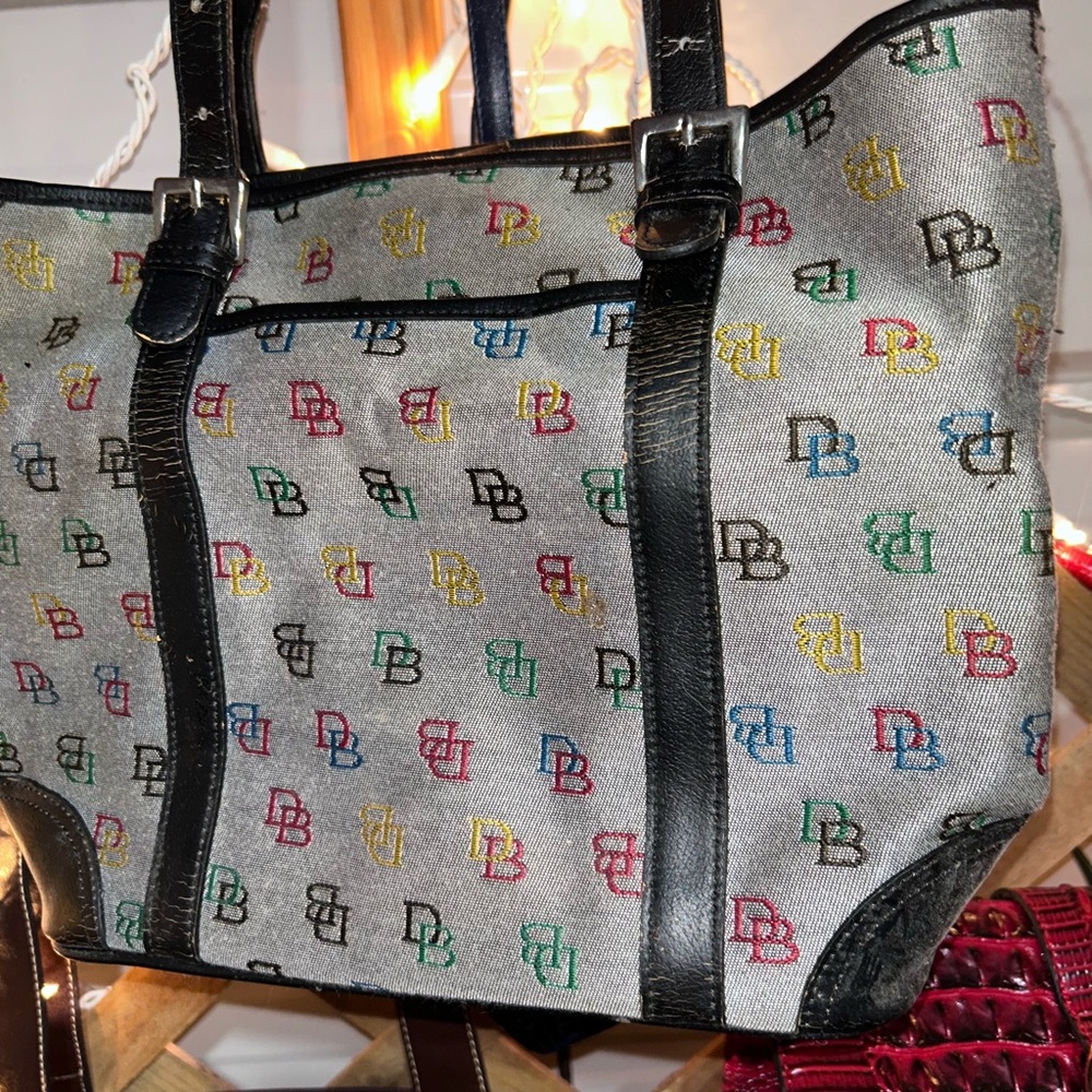 Dooney & Bourke Gray Tote with Multicolor Logo